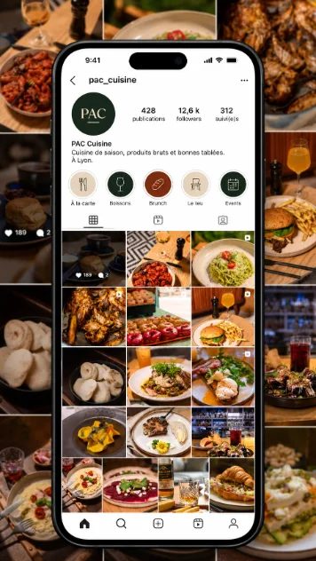 Profil Instagram de PAC Cuisine avec une grille de photos de plats
