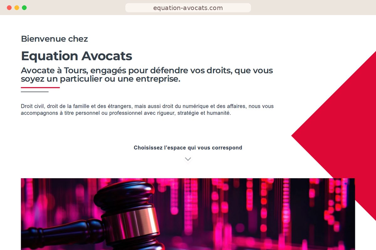 Page d'accueil du site equation-avocats.com